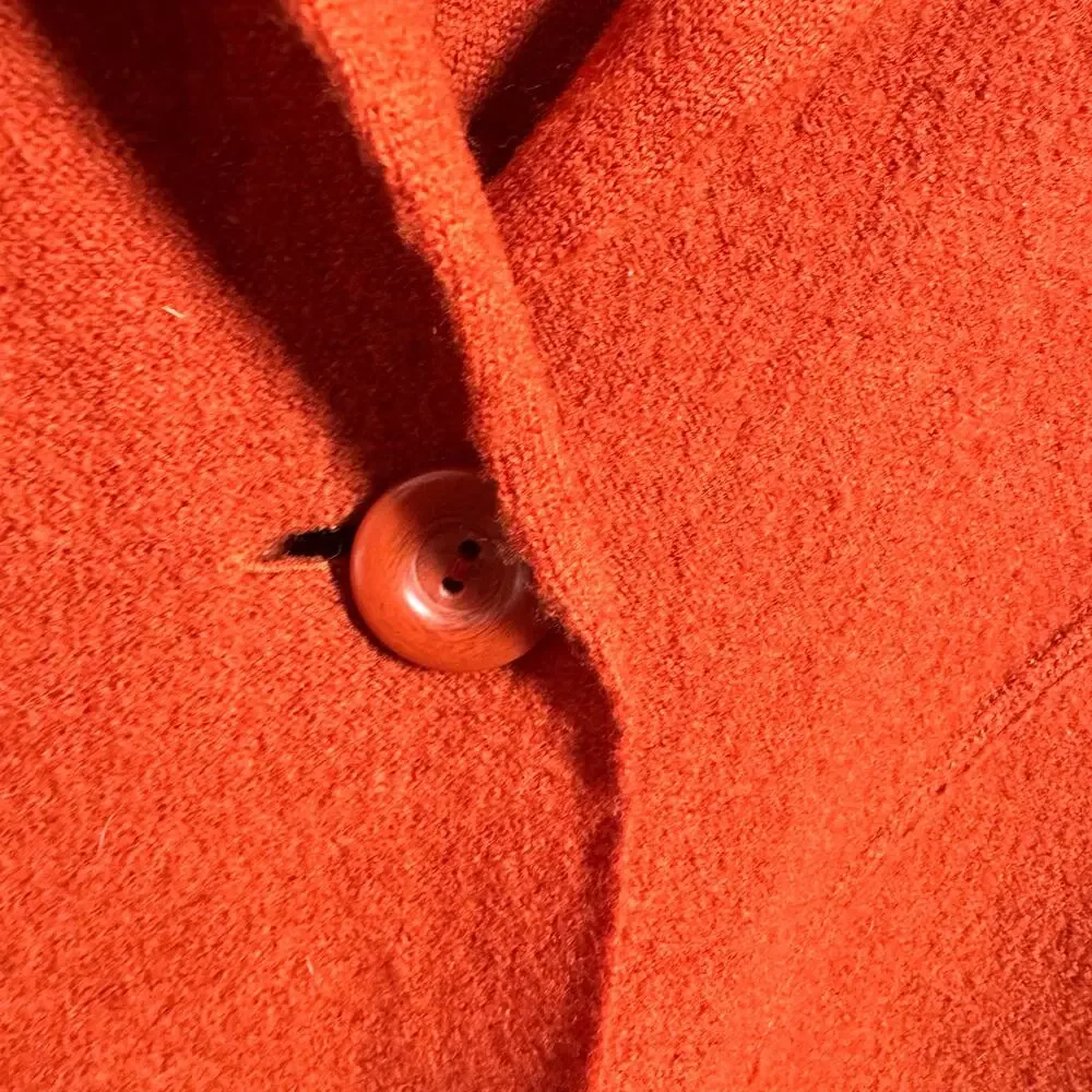 Chico's Wool Cardigan Women 1 US8 Burnt Orange Tailored Fit One Button Boho Cozy